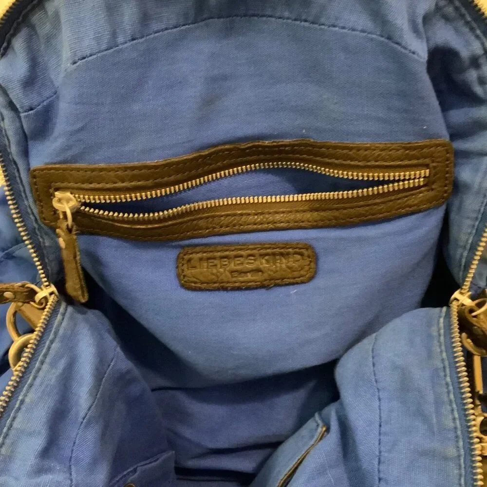 Liebeskind Blue Nylon Handbag With Detachable Leather Strap & Dual Handles